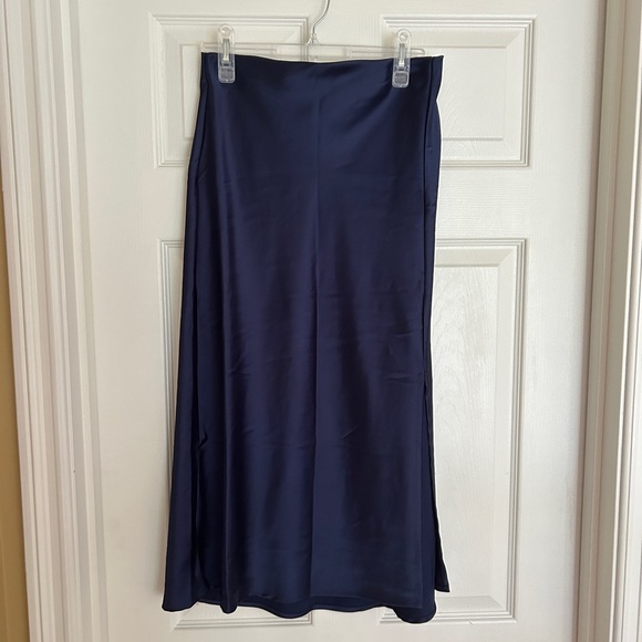 Blue Satin Midi Skirt - Picture 2 of 5